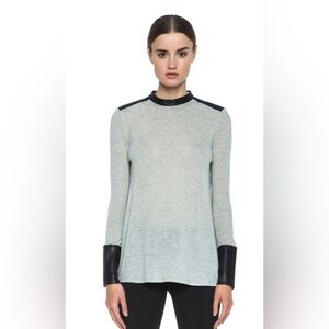 Helmut Lang Leather Crew Neck Sweater Wool Angora